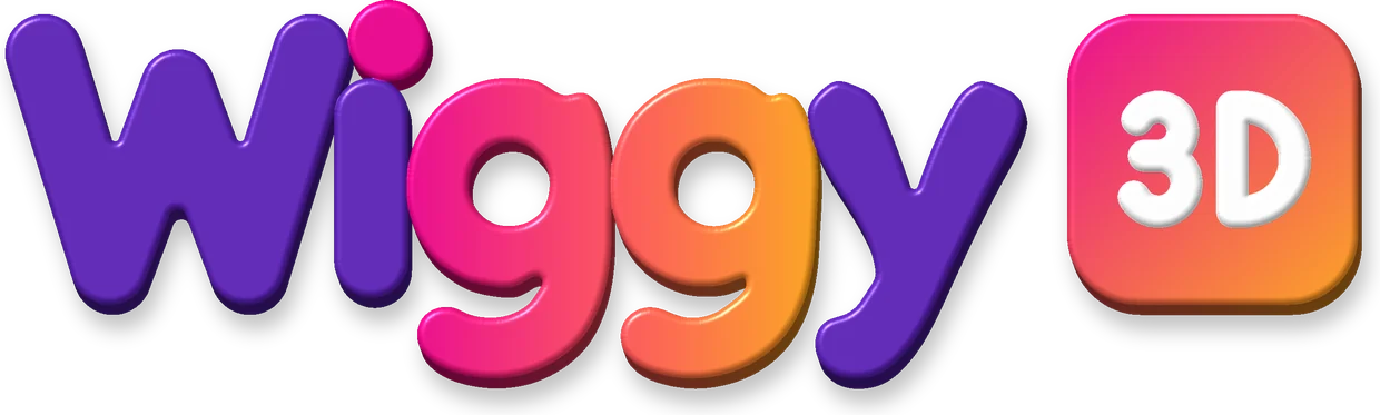 Logo Wiggy 3D em relevo